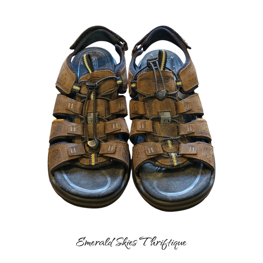 Keen Rialto Sandals Mens 13 brown Leather Hiking Outdoor Fishing Water Shoes